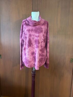 Maeve Pink Waffle-Knit Cowl Neck Top